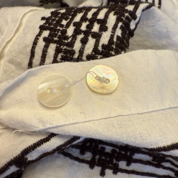 Julia Amory Women's Boho Embroidered Long Sleeve Shirt Dress White Brown Size S - Picture 8 of 8